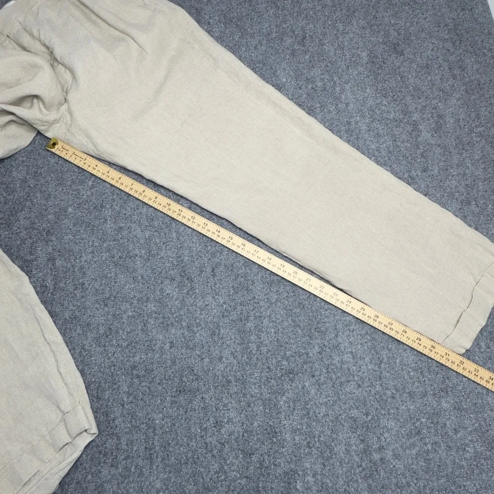 J.‎ Hilburn Pants Mens 38x32 Beige Linen Cuffed Trouser Vacation Minimalist